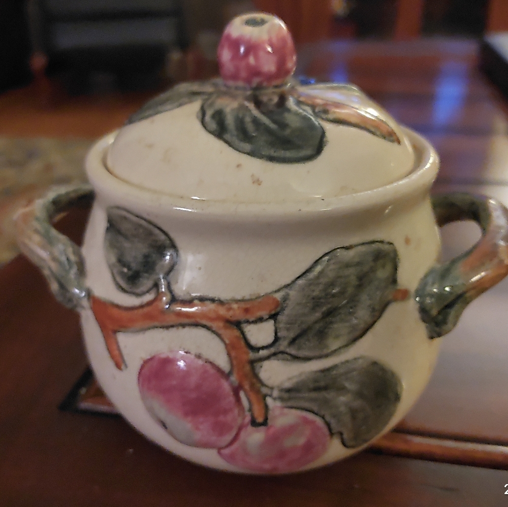 Antique Weller Zona Sugar Bowl with Lid